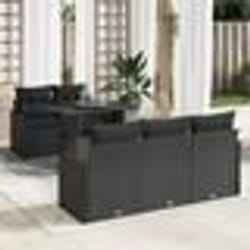 Ensemble de Canapés de Jardin 6 Pièces avec Coussins Rattan Synthétique Noir