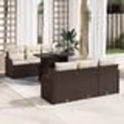 Ensemble de canapé de jardin 7 pièces avec coussins en rotin synthétique brun