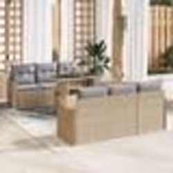 Ensemble de canapé de jardin vidaXL 7 pièces avec coussins Beige Poly Rotin
