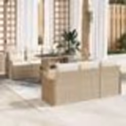 Ensemble de canapé de jardin 7 pièces avec coussins en poly rotin beige