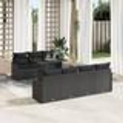 vidaXL Ensemble de Sofa de Jardin 8 Pièces avec Coussins Noir en Rattan Poly