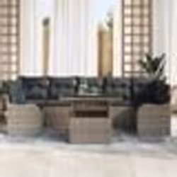 vidaXL Ensemble de canapé de jardin 8 pièces avec coussins gris en poly rotin