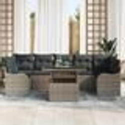 vidaXL Ensemble de canapé de jardin 8 pièces avec coussins gris en poly rotin