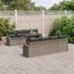Ensemble de Canapés de Jardin 9 Pièces avec Coussins Gris Poly Rattan