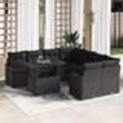 Ensemble de Canapés de Jardin 9 Pièces avec Coussins Rotin Poly Noir vidaXL