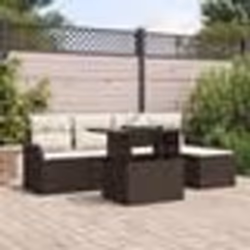 Ensemble de Canapé de Jardin 6 pièces vidaXL avec coussins Rattan Poly Marron