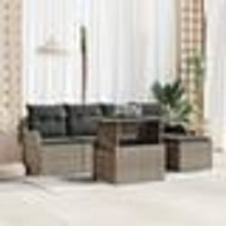 Set de canapé de jardin 6 pièces vidaXL avec coussins gris en rotin synthétique