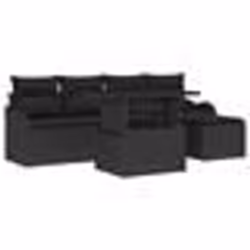 Ensemble de Canapé de Jardin 6 pièces vidaXL avec Coussins en Rotin Poly Noir