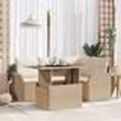 Ensemble de Sofa de Jardin 5 Pièces avec Coussins Beige Poly Rattan