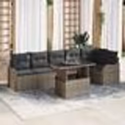 Ensemble de 7 canapés de jardin vidaXL avec coussins gris en poly rotin