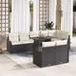 Ensemble de 9 pièces de canapé de jardin avec coussins noir en poly rotin