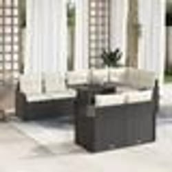 Ensemble de 9 pièces de canapé de jardin avec coussins noir en poly rotin
