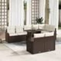 Ensemble de Canapé de Jardin vidaXL 9 Pièces avec Coussins Marron Rattan Poly