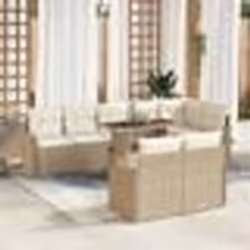 Ensemble 9 pièces canapé jardin avec coussins Beige Rotin Poly