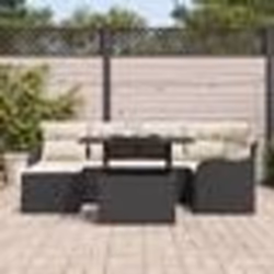 Ensemble de Canapé de Jardin vidaXL de 7 Pièces avec Coussins en Rattan Poly Noir