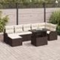 vidaXL Ensemble de Canapés de Jardin 8 Pièces avec Coussins Marron Poly Rattan
