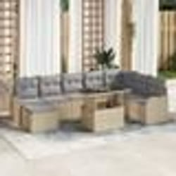 Ensemble de Canapés de Jardin de 9 Pièces avec Coussins Beige en Rattan Poly