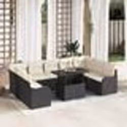 Ensemble de Canapé de Jardin VidaXL 10 pièces avec Coussins Noir Rattan Poly
