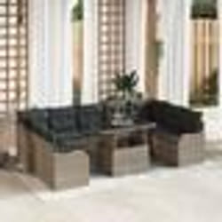 Ensemble de Canapés de Jardin vidaXL 10 pièces avec Coussins Gris Poly Rattan