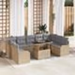 Ensemble de Canapé de Jardin vidaXL 10 pièces avec Coussins en Rattan Beige