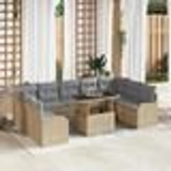 Ensemble de Canapé de Jardin vidaXL 10 pièces avec Coussins en Rattan Beige