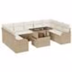 Ensemble de canapés de jardin vidaXL 10 pièces avec coussins Beige Rattan Poly