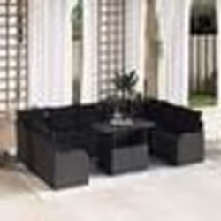 Ensemble de canapés de jardin de 10 pièces avec coussins en poly rattan noir