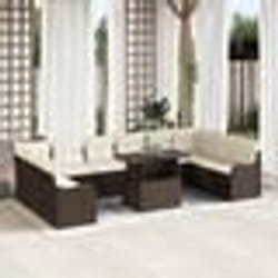 Ensemble de Sofa de Jardin vidaXL 11 pièces avec Coussins Marron Poly Rattan