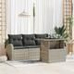 vidaXL Ensemble de 5 pièces de canapés de jardin avec coussins en poly rotin gris clair