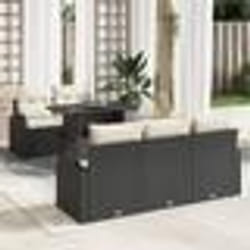 vidaXL Ensemble de Canapé de Jardin de 6 Pièces avec Coussins Noir en Poly Rattan