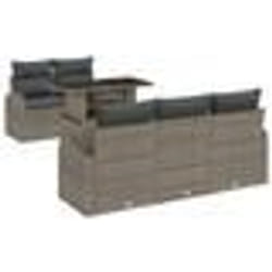 vidaXL Ensemble de Canapé de Jardin 6 Pièces avec Coussins Gris en Poly Rattan