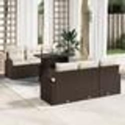 vidaXL Ensemble de canapé de jardin 7 pièces avec coussins - Rattan poly brun