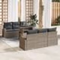 vidaXL Ensemble de canapé de jardin 7 pièces avec coussins - Poly Rattan gris
