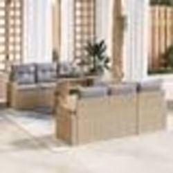 vidaXL Ensemble de canapé de jardin 7 pièces avec coussins - Rattan poly beige