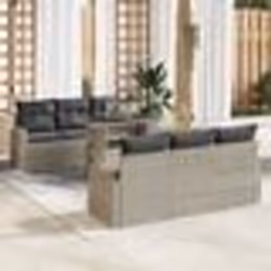 vidaXL Ensemble de canapé de jardin 7 pièces avec coussins – Rattan gris clair