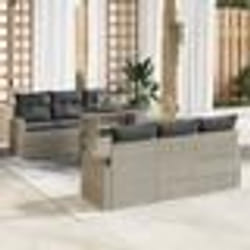 vidaXL Ensemble de canapé de jardin 7 pièces avec coussins – Rattan gris clair
