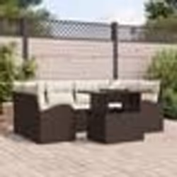 vidaXL Ensemble de canapés de jardin 7 pièces avec coussins marron en poly rotin