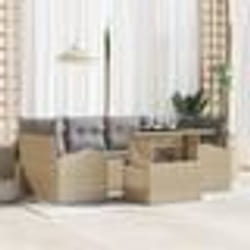 vidaXL Canapé jardin 7 pièces avec coussins beige en polyrotin