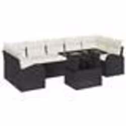 vidaXL Ensemble de canapé de jardin 8 pièces avec coussins rattan noir poly
