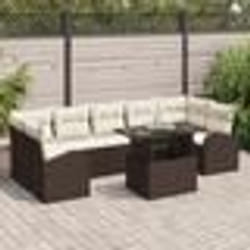 vidaXL Ensemble de Canapé de Jardin 8 Pièces avec Coussins Marron Poly Rotin
