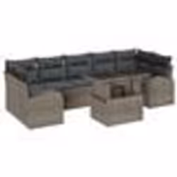 vidaXL Ensemble de canapé de jardin de 8 pièces avec coussins gris en poly rotin