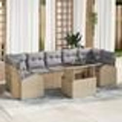 vidaXL Ensemble de canapé de jardin 8 pièces avec coussins Beige Poly Rattan