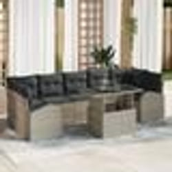 vidaXL Ensemble de canapé de jardin de 8 pièces avec coussins en poly rattan gris clair