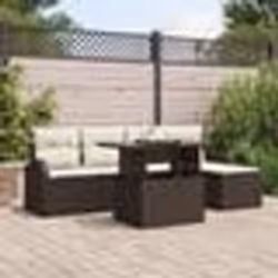 vidaXL Ensemble de canapé de jardin 6 pièces avec coussins Marron Poly Rotin