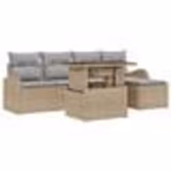 vidaXL Ensemble de Canapés de Jardin de 6 pièces avec Coussins Beige en Rattan Poly