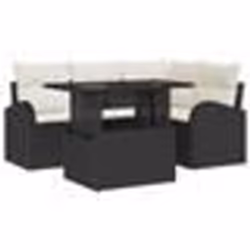 vidaXL Ensemble de canapés de jardin 5 pièces avec coussins en noir poly rotin