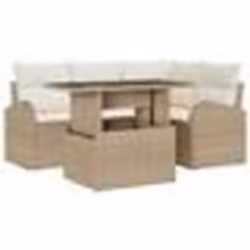 vidaXL Ensemble de Canapés de Jardin 5 Pièces avec Coussins en Poly Rattan Beige