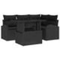 vidaXL 5 pièces ensemble de canapé de jardin avec coussins noir poly rotin