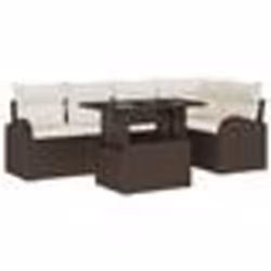 vidaXL Sofa de Jardin 6 Pièces avec Coussins en Rattan Synthétique Marron