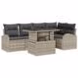 vidaXL Ensemble de canapé de jardin 6 pièces en polyrotin avec coussins gris clair